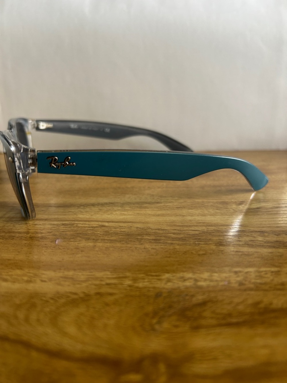 Ray-Ban Men’s Teal Frame Sunglasses with Gradient Smoke Lenses - Picture 2 of 4